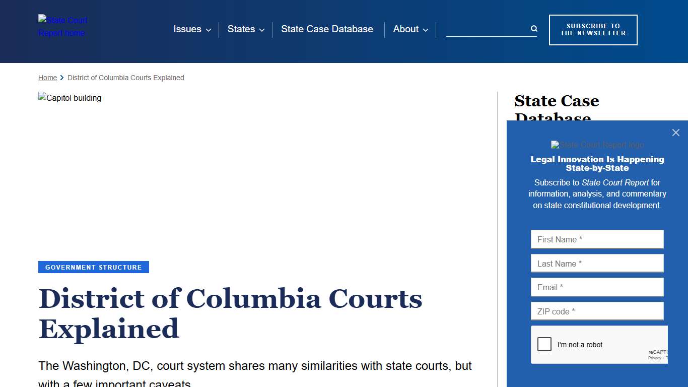 District of Columbia Courts Explained State Court Report