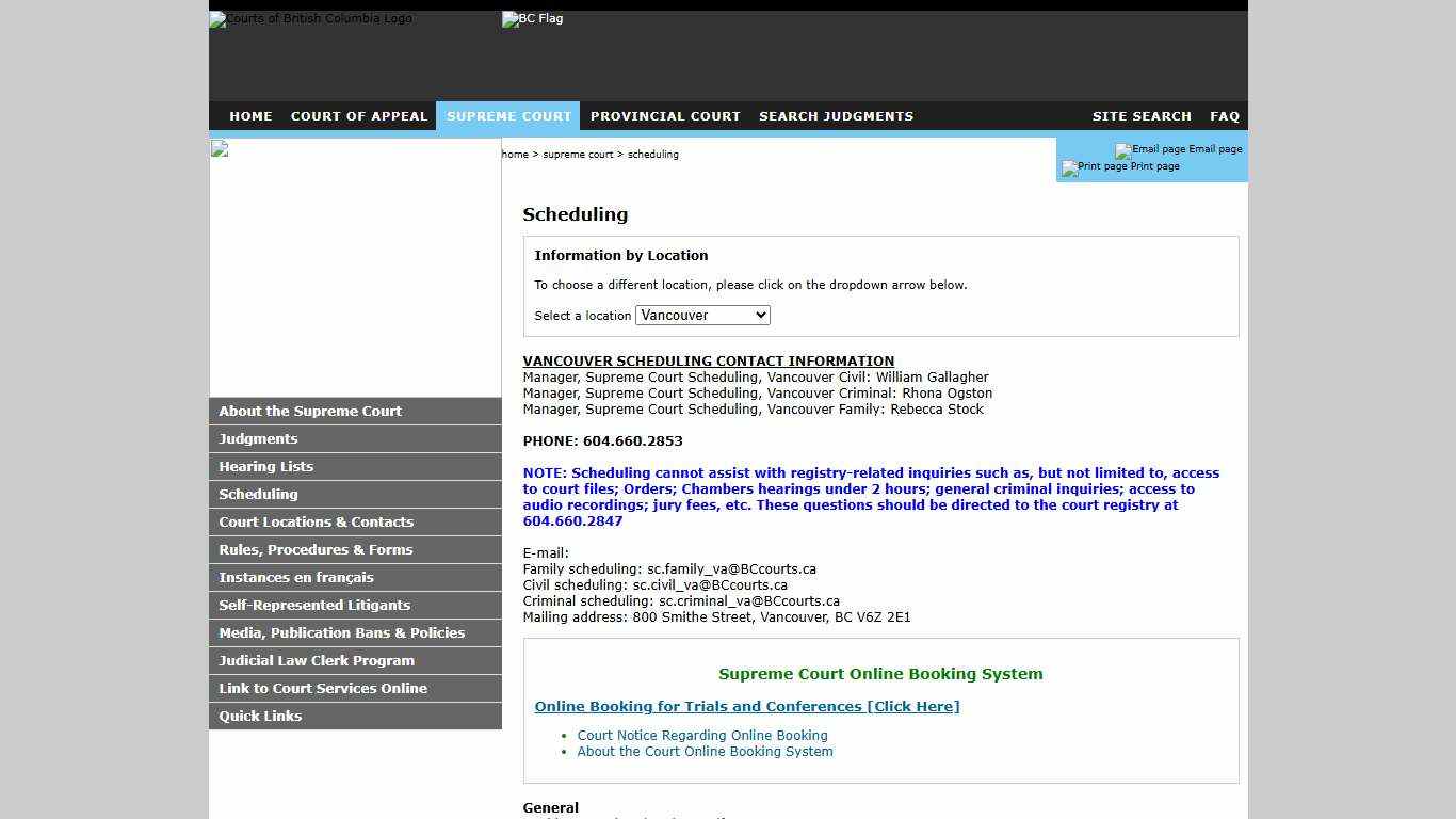 Supreme Court - Scheduling